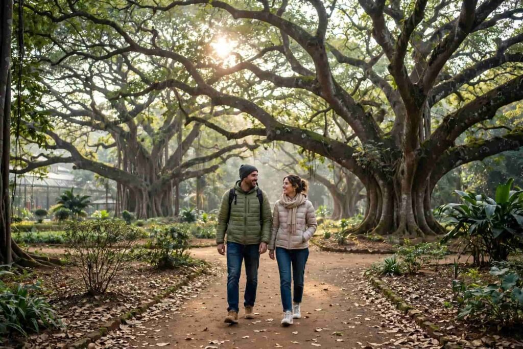 Best time to visit Lalbagh Botanical Garden in winter - pleasant morning walk in December January February