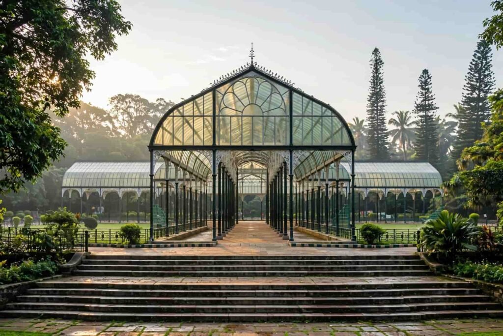 Glass House in Lalbagh Botanical Garden Bangalore early morning view