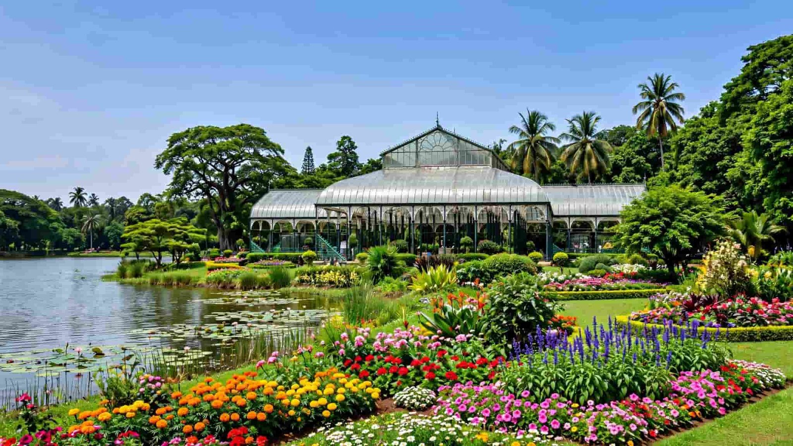 Things to Do in Lalbagh Botanical Garden - Glass House, lake and flower beds