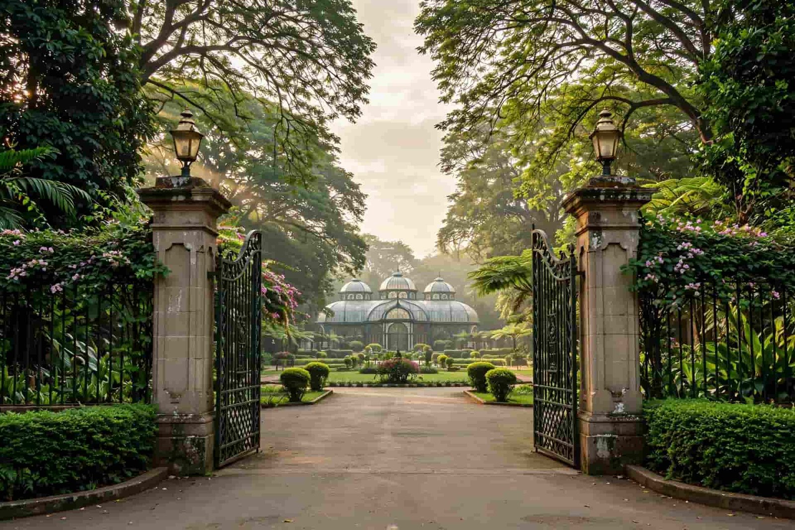 Lalbagh Botanical Garden Bangalore main entrance and glass house