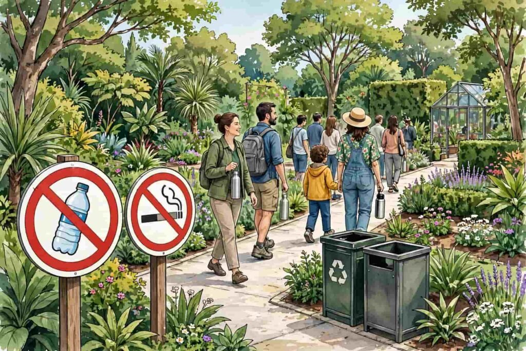 no plastic allowed in lalbagh botanical garden steel bottle rule