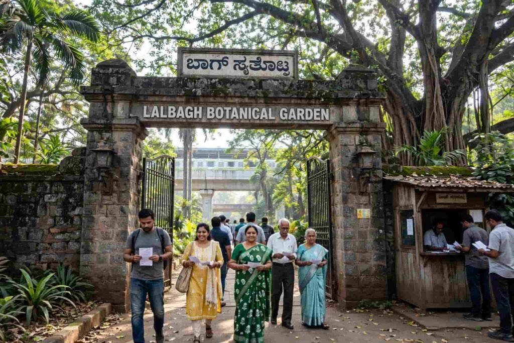 Lalbagh Botanical Garden West Gate near Siddapura with Lalbagh Metro Station